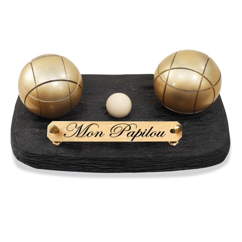 Plaque funéraire boules-et-cochonnet 24 Plaquedeces.fr
