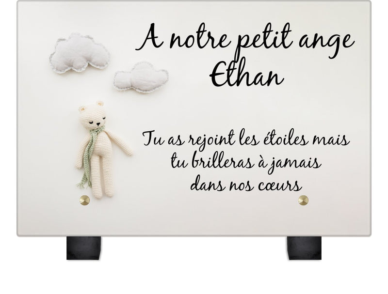 Plaque funéraire enfant-doudou-nuages 13 Plaquedeces.fr
