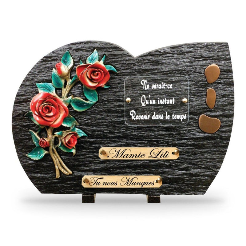 Plaque funéraire rose-rouge-bronze 19 Plaquedeces.fr