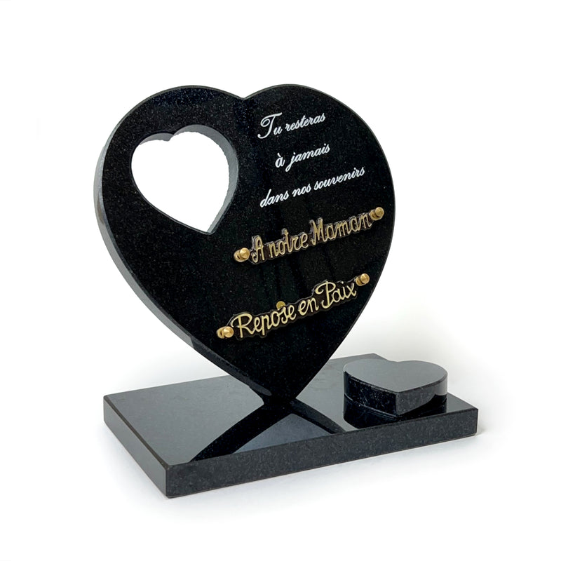 Plaque funéraire coeur-dans-le-coeur 24 Plaquedeces.fr