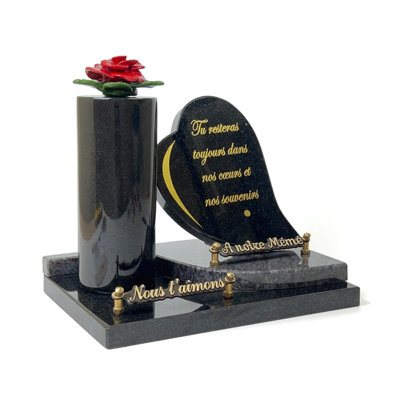 Plaque funéraire vase-et-coeur-sur-socle 1 Plaquedeces.fr