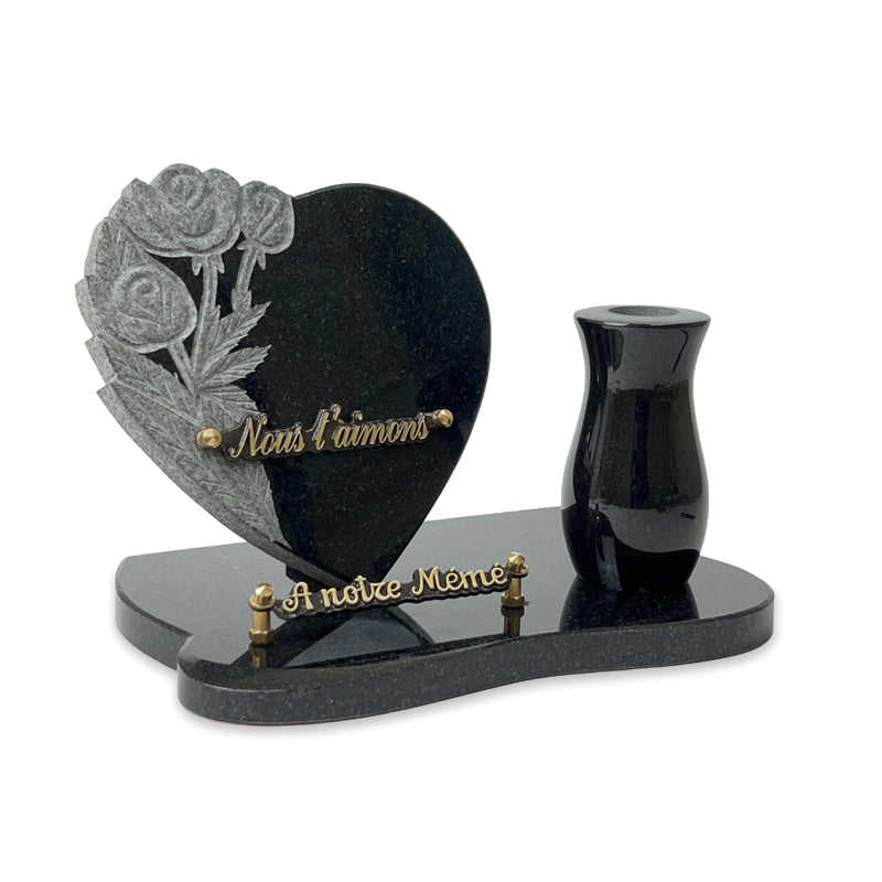 Plaque funéraire coeur-fleurs-taillees-avec-vase 5 Plaquedeces.fr
