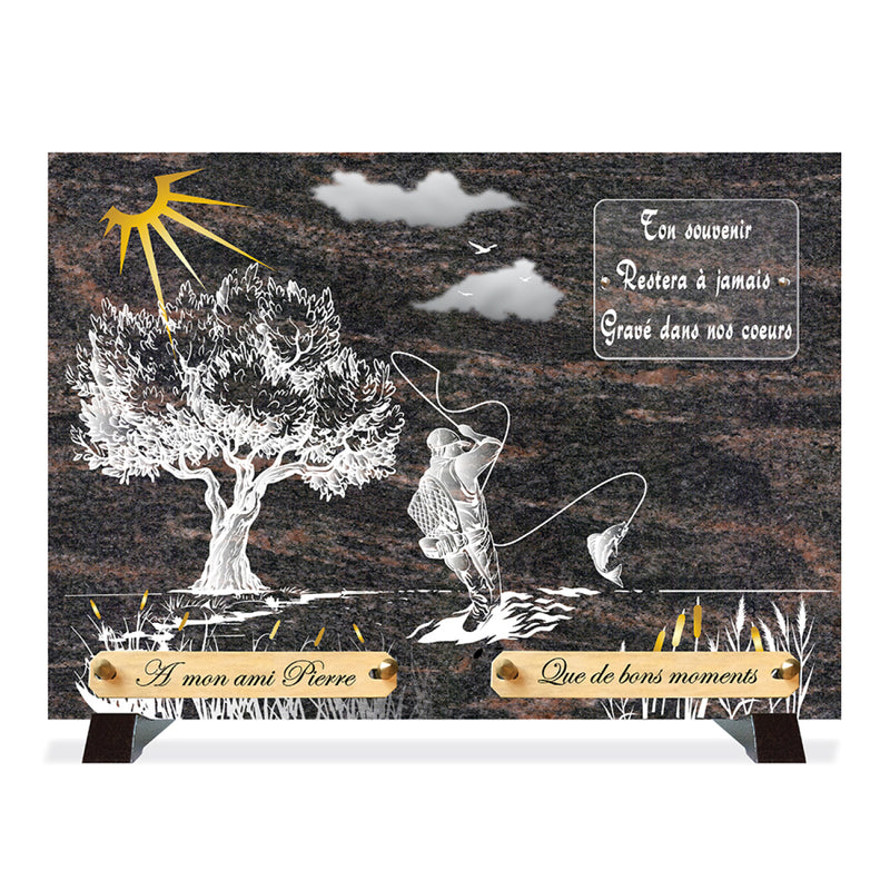 Plaque funéraire compogranit-pecheur 21 Plaquedeces.fr
