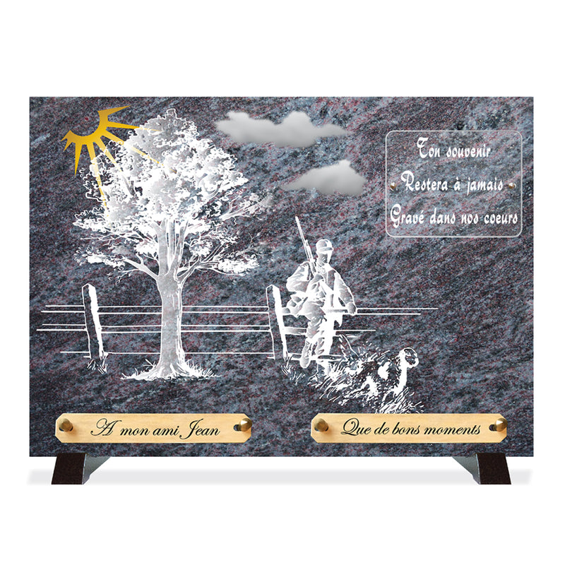 Plaque funéraire compogranit-chasseur 26 Plaquedeces.fr
