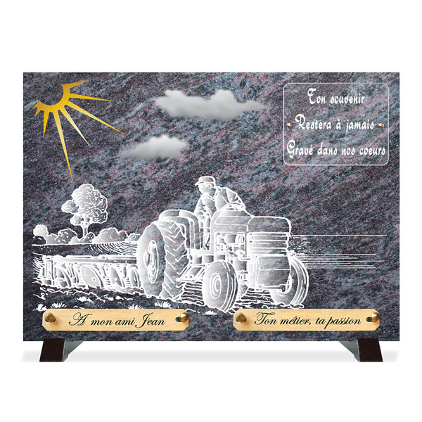 Plaque funéraire compogranit-agriculteur 13 Plaquedeces.fr
