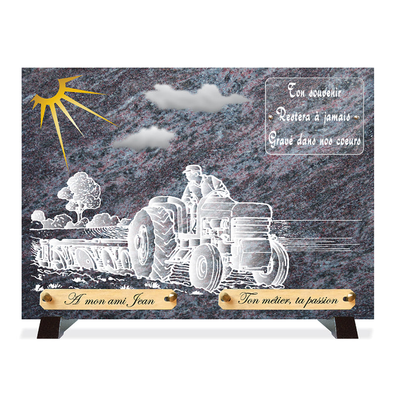 Plaque funéraire compogranit-agriculteur 13 Plaquedeces.fr
