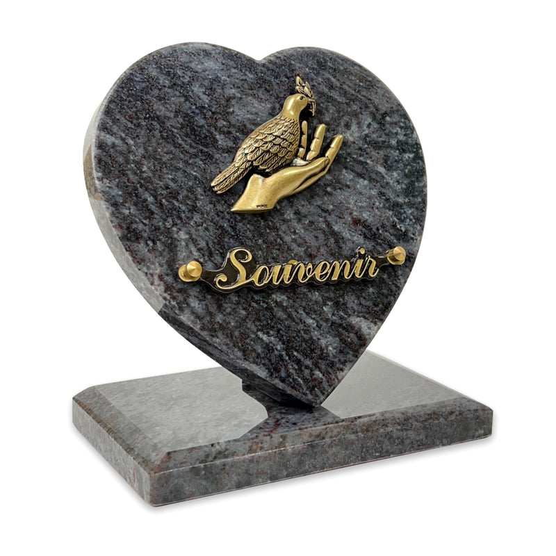 Plaque funéraire coeur-socle 30 Plaquedeces.fr