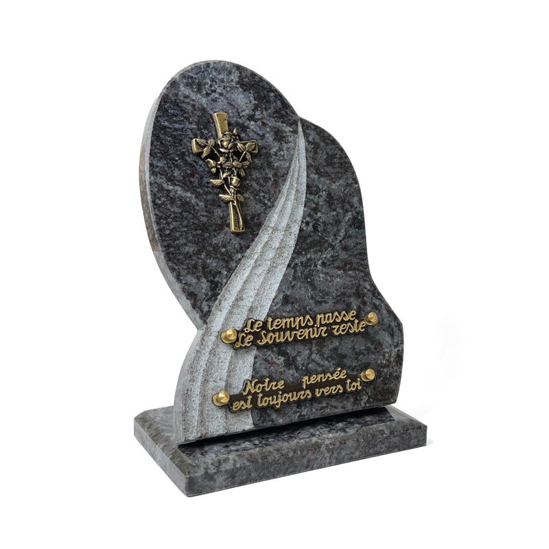 Plaque funéraire vague-eleguante-sur-socle 6 Plaquedeces.fr