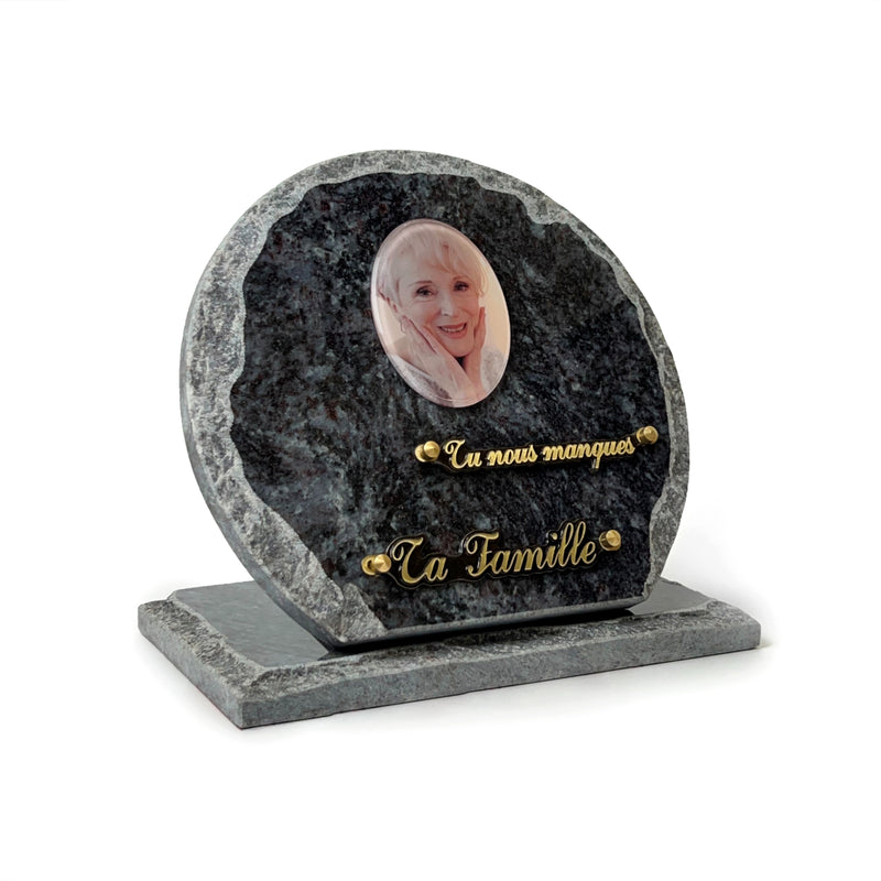 Plaque funéraire cercle-sur-socle 1 Plaquedeces.fr