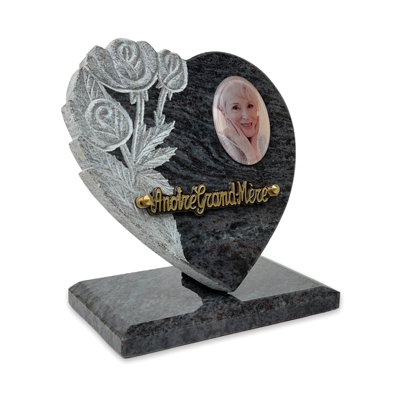 Plaque funéraire coeur-fleurs-taillees 19 Plaquedeces.fr