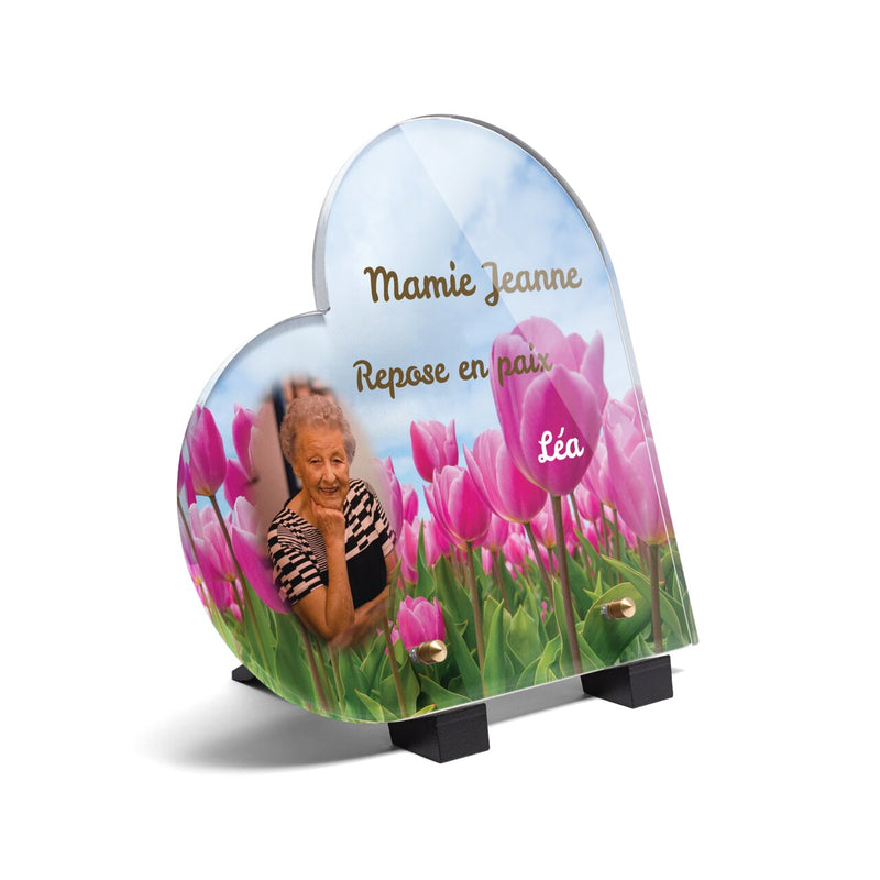 Plaque funéraire champ-de-tulipes-forme-coeur 16 Plaquedeces.fr