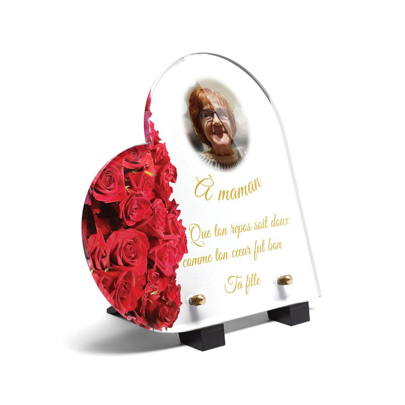 Plaque funéraire mur-de-roses-forme-coeur 18 Plaquedeces.fr