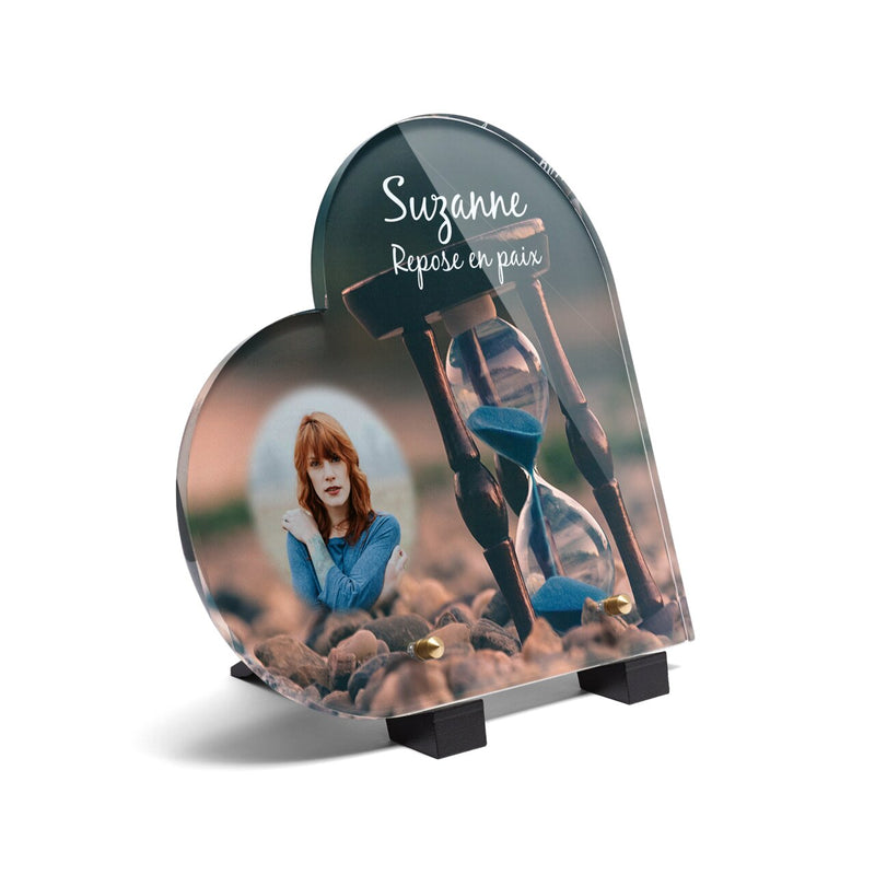 Plaque funéraire sablier-de-vie-forme-coeur 21 Plaquedeces.fr