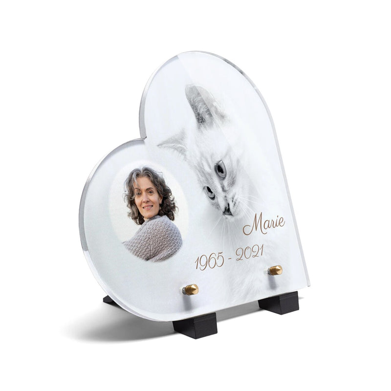 Plaque funéraire chat-blanc-forme-coeur 27 Plaquedeces.fr