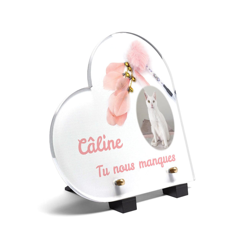 Plaque funéraire canne-a-peche-pour-chats-forme-coeur 15 Plaquedeces.fr