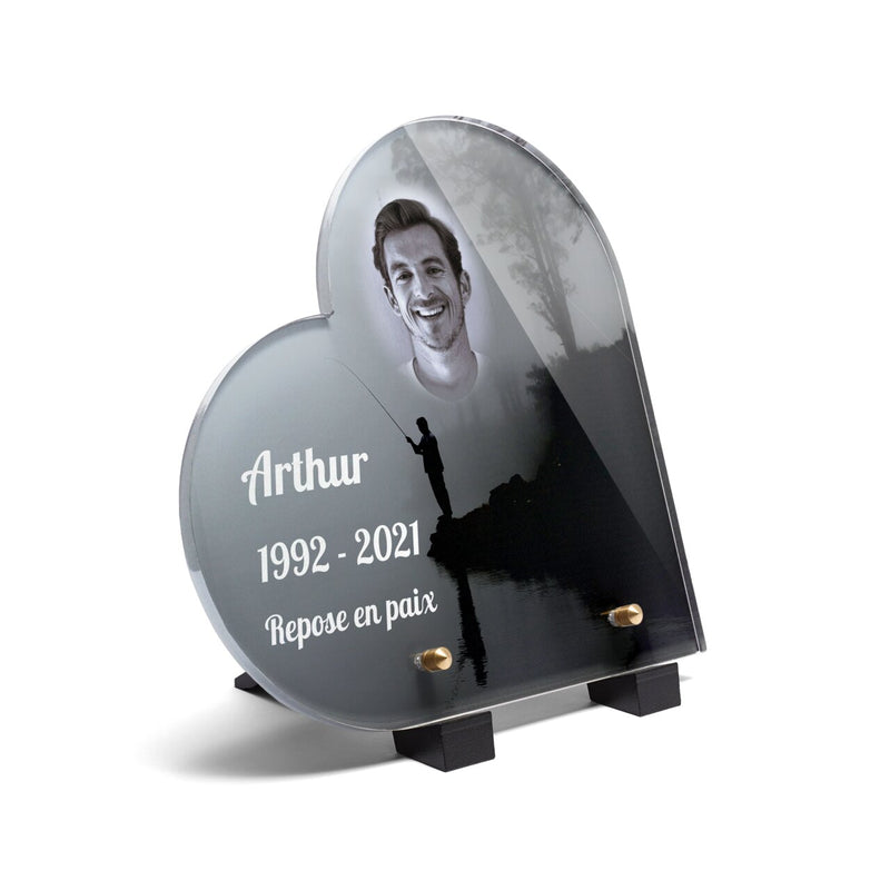 Plaque funéraire pecheur-dans-la-brume-forme-coeur 11 Plaquedeces.fr
