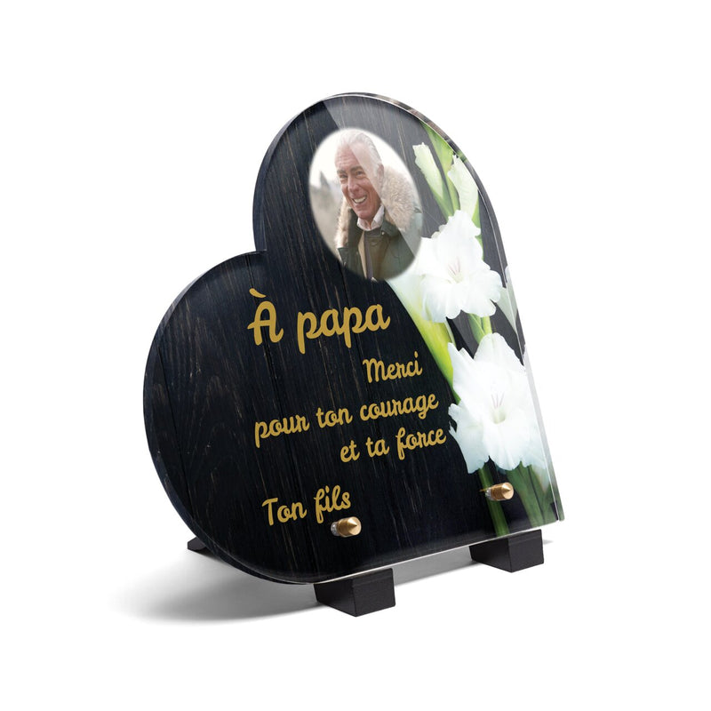 Plaque funéraire arum-blanc-forme-coeur 20 Plaquedeces.fr