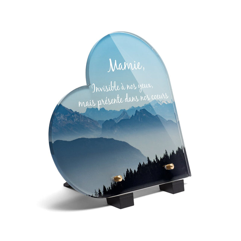 Plaque funéraire montagne-forme-coeur 16 Plaquedeces.fr