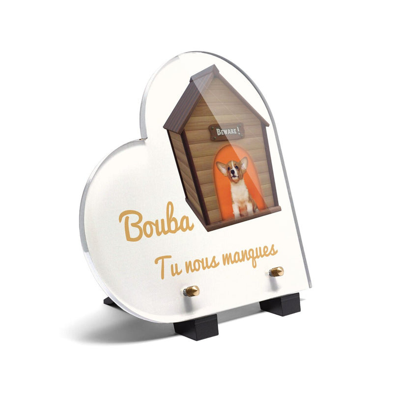 Plaque funéraire maison-de-chien-forme-coeur 13 Plaquedeces.fr
