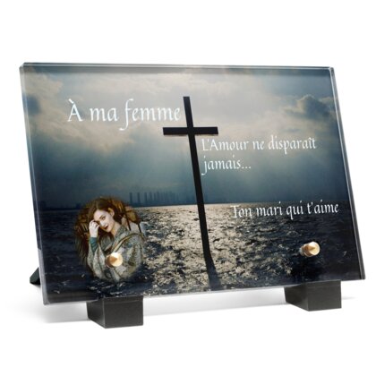 Plaque funéraire croix-ocean 14 Plaquedeces.fr
