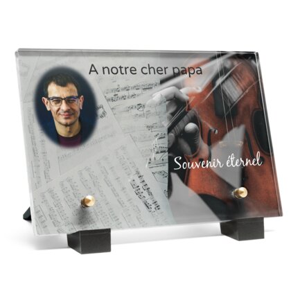 Plaque funéraire violoniste 29 Plaquedeces.fr
