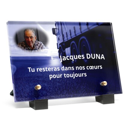 Plaque funéraire camion-bleu-de-routier 23 Plaquedeces.fr
