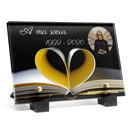 Plaque funéraire livre-pages-coeur 7 Plaquedeces.fr
