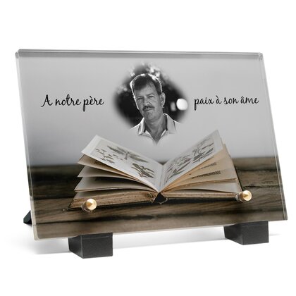 Plaque funéraire livre-ouvert 19 Plaquedeces.fr

