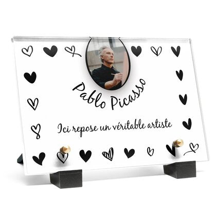 Plaque funéraire cadre-coeurs 18 Plaquedeces.fr
