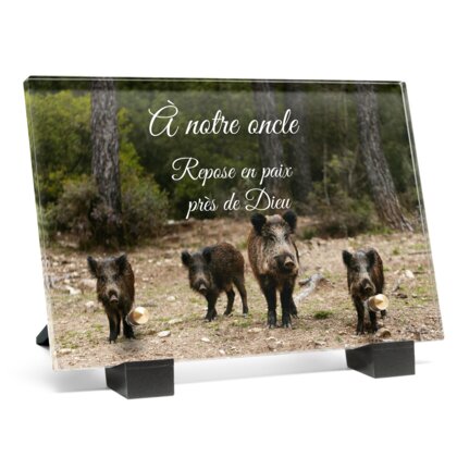 Plaque funéraire plaque-funeraire-chasseur-sanglier 28 Plaquedeces.fr
