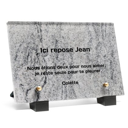 Plaque funéraire granit-viscount-blanc 25 Plaquedeces.fr
