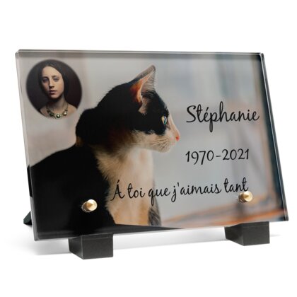 Plaque funéraire chat-noir-blanc 14 Plaquedeces.fr
