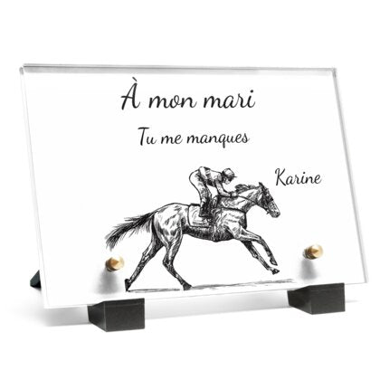 Plaque funéraire dessin-equitation 30 Plaquedeces.fr
