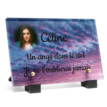 Plaque funéraire nuages-roses 29 Plaquedeces.fr
