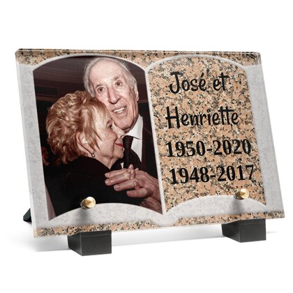 Plaque funéraire livre-granit-rose 29 Plaquedeces.fr
