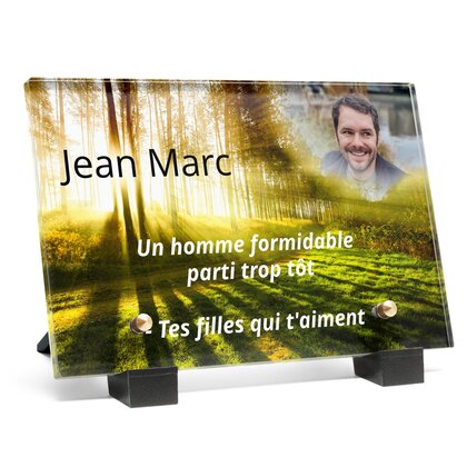 Plaque funéraire soleil-dans-les-arbres 23 Plaquedeces.fr
