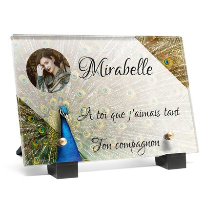 Plaque funéraire paon-incroyable 9 Plaquedeces.fr
