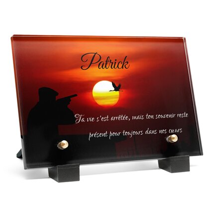 Plaque funéraire chasseur-oiseau 24 Plaquedeces.fr
