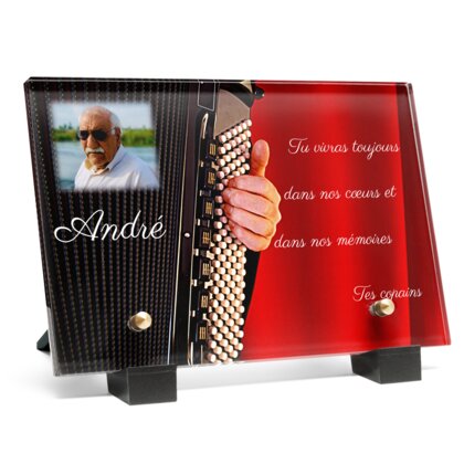 Plaque funéraire accordeon-rideau-rouge 11 Plaquedeces.fr
