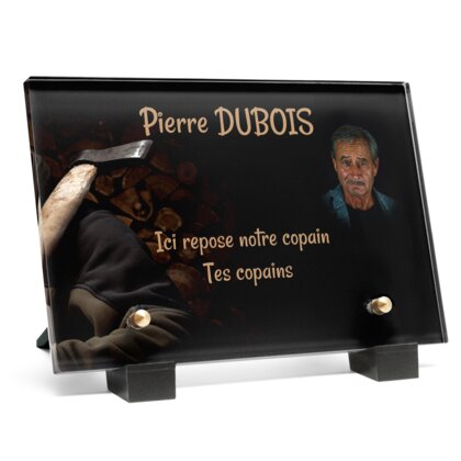 Plaque funéraire bucheron-avec-sa-hache 4 Plaquedeces.fr
