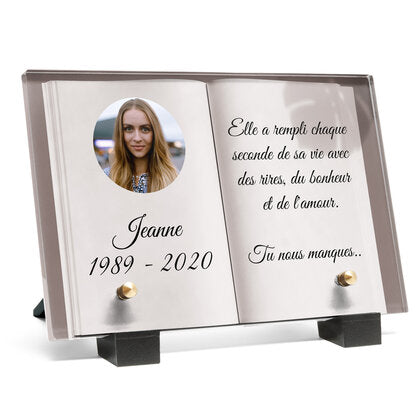 Plaque funéraire livre-vue-du-dessus 2 Plaquedeces.fr
