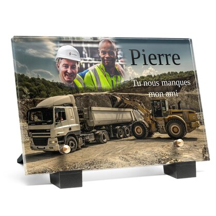 Plaque funéraire camion-chantier 27 Plaquedeces.fr
