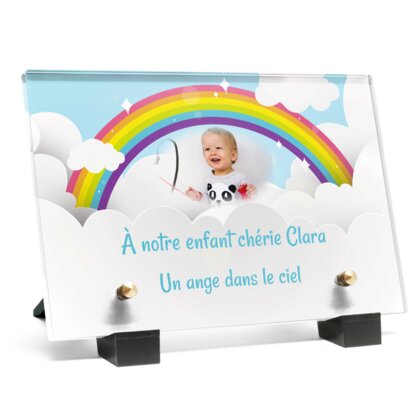 Plaque funéraire arc-en-ciel-dessin 7 Plaquedeces.fr
