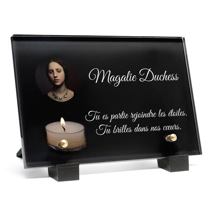 Plaque funéraire simple-bougie 14 Plaquedeces.fr
