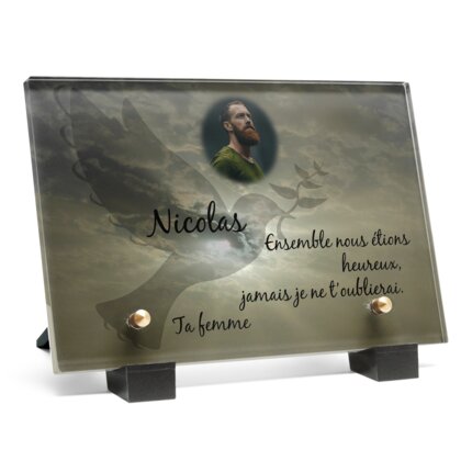 Plaque funéraire colombe-silhouette 30 Plaquedeces.fr
