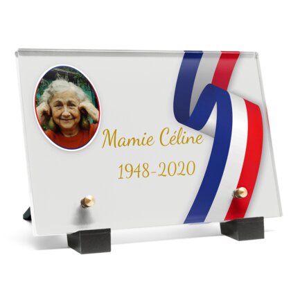 Plaque funéraire bandeau-bleu-blanc-rouge 19 Plaquedeces.fr
