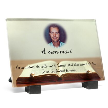 Plaque funéraire livre-grand-ouvert 25 Plaquedeces.fr
