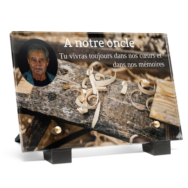 Plaque funéraire copeaux-de-bois 25 Plaquedeces.fr
