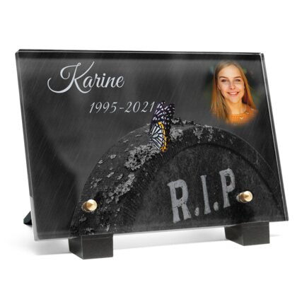 Plaque funéraire r-i-p-papillon 13 Plaquedeces.fr
