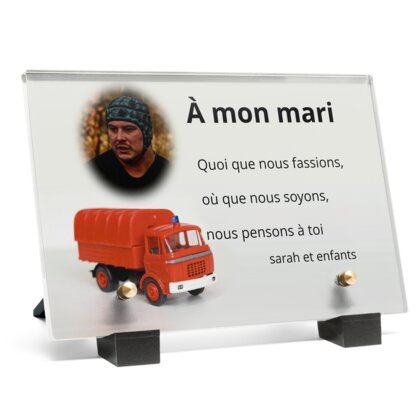 Plaque funéraire camion-de-pompier 14 Plaquedeces.fr
